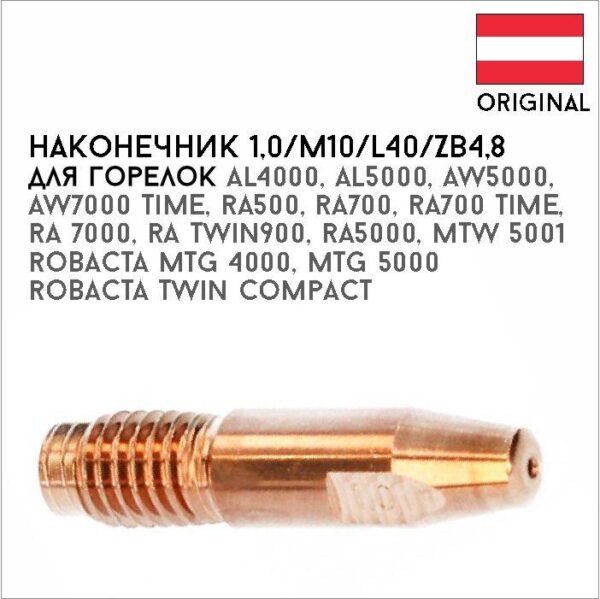 Наконечник 1,0/М10/L40/ZB4,8 артикул 42,0001,5289
